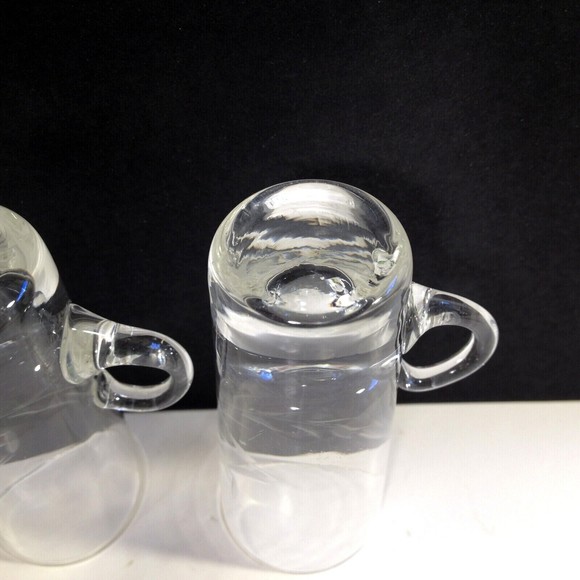 (2) Vintage Crystal Cut Etched Cordial Liqueur Glass Shot Glasses w/ Handles - Picture 7 of 11